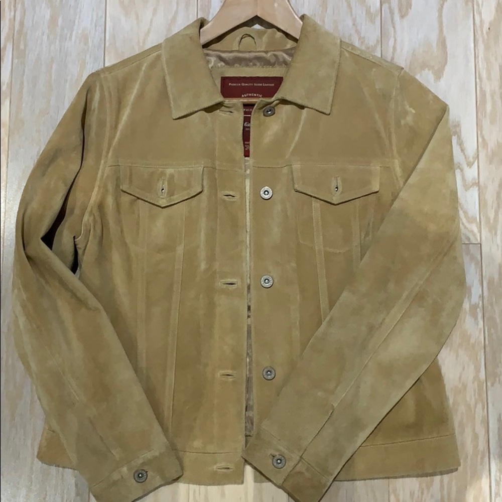 Soft Suede Eddie Bauer light Tan Jean jacket